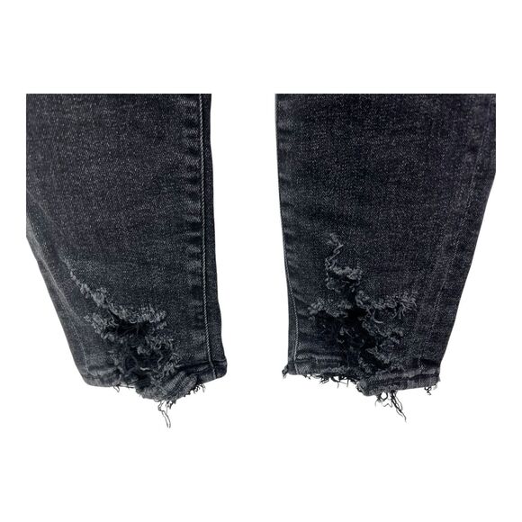 Agolde Sophie High Rise Skinny Crop Black Jeans SZ 26 Distressed Ripped Hem - Picture 5 of 10